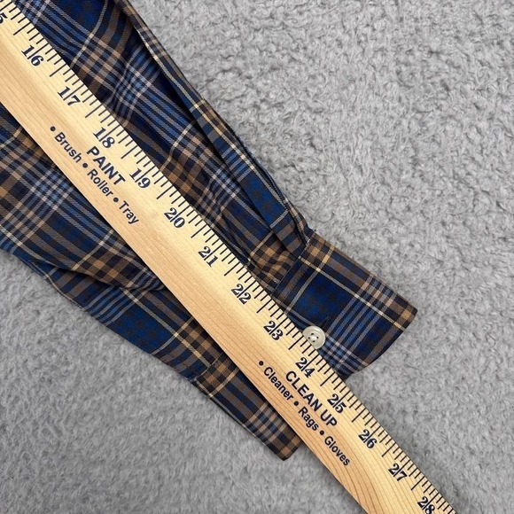 Orvis Shirt Mens Medium Blue Brown Plaid Stretch Long Sleeve Button Up Casual - Picture 11 of 12
